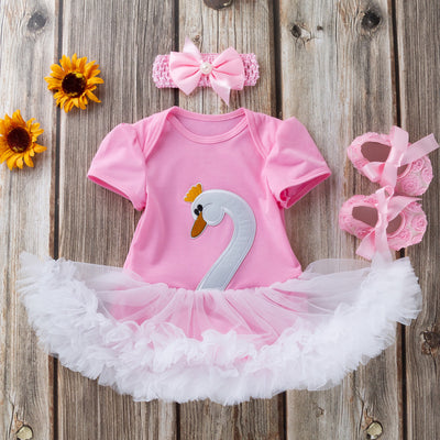 Conjunto de 3 Piezas para Bebé: Vestido, Zapatos y Accesorios para el Cabello