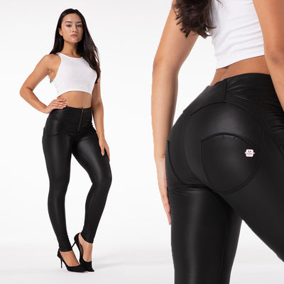 Pantalones de Cuero PU Yoga Levanta Glúteos Estilo Europeo Americano - Image 2