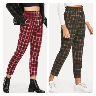 Pantalones a cuadros con cierre funcional - Image 9
