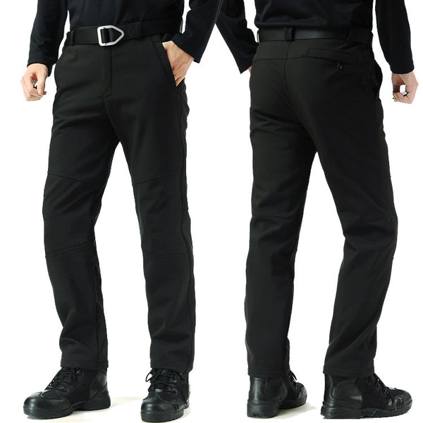 Pantalones Tácticos Soft Shell Hombre Talla Grande Forrados en Fleece para Senderismo