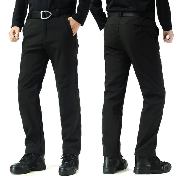 Pantalones Tácticos Soft Shell Hombre Talla Grande Forrados en Fleece para Senderismo