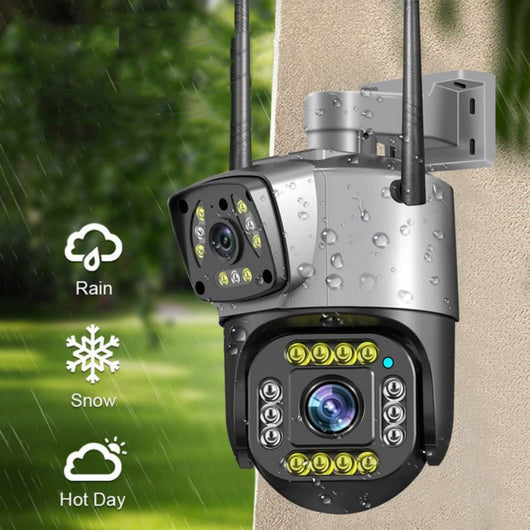 Cámara Exterior WiFi 4G Dual Lente HD Resistente al Agua