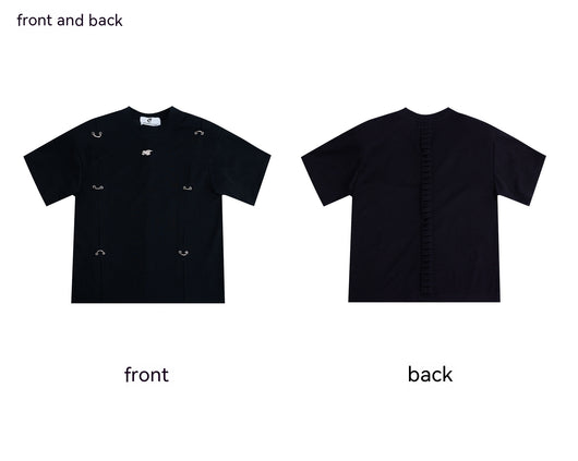 Camiseta Manga Corta con Detalles Metálicos y Hombreras Acolchadas para Hombre - Image 5