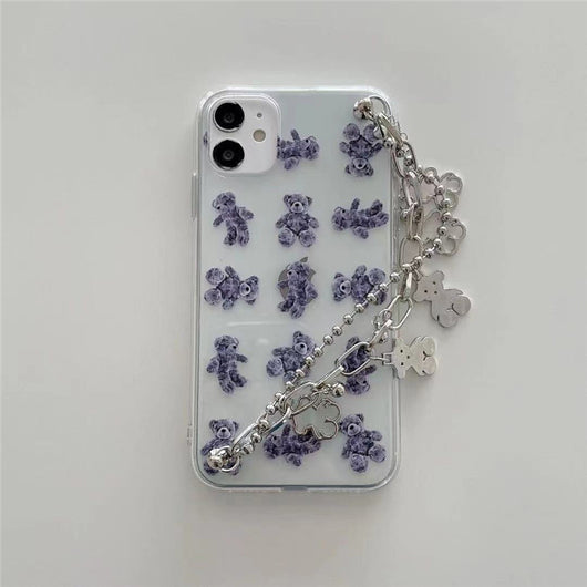 Funda Protectora Osito Fashion con Pulsera Cadena para Celular - Image 4