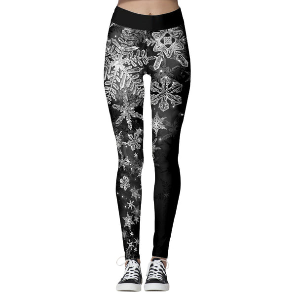 Pantalones Deportivos Yoga con Estampado Navideño de Copos de Nieve