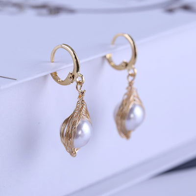 Aretes de Perla Artesanales Lujo Ligero Serie Océano - Clip Europeo Americano - Image 40
