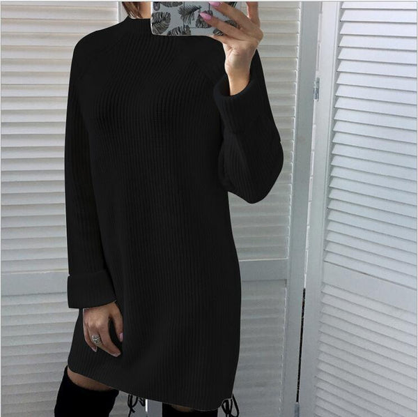 Vestido Cuello Alto Manga Larga Casual