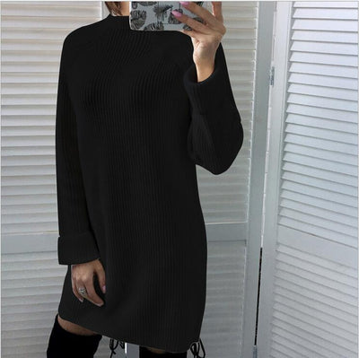Vestido Cuello Alto Manga Larga Casual
