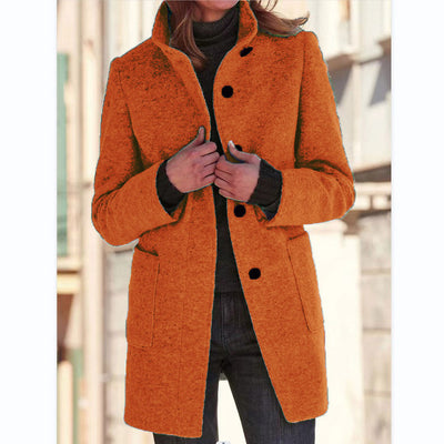 Abrigo de Lana con Cuello de Pie y Bolsillos - Casual para Otoño Invierno - Image 9