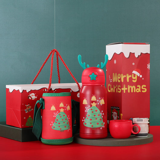 Termo Infantil Reno Navideño con Manga Protectora - Acero Inoxidable Doble Pared