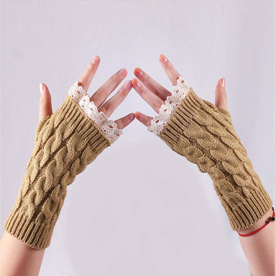 Guantes Tejidos Largos Calefactores con Encaje y Dedos Libres - Image 18