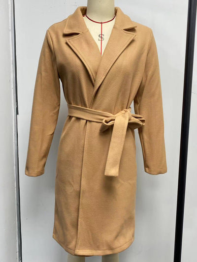 Abrigo de Lana para Mujer Cuello Polo Manga Larga Color Sólido Otoño Invierno - Image 28