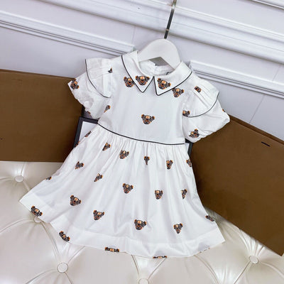 Falda Infantil Estilo Occidental con Estampado de Osito - Manga Corta Amplia - Image 12