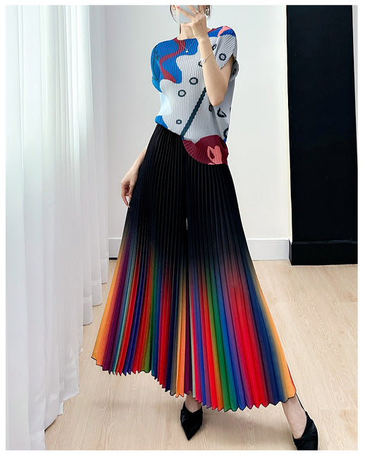 Pantalón Ancho Plisado Degradado Efecto Reductor - Versátil y Moderno - Image 25