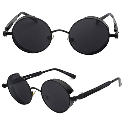 Austin Powers vintage round metal frame sunglasses with clear lenses, gold frames, and black temple tips. - Image 7