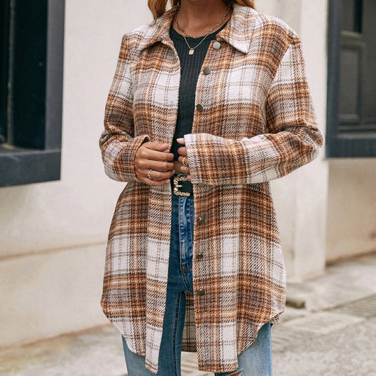 Chaqueta Camisa Cuadros Suelta y Cómoda en Felpa para Mujer - Image 3