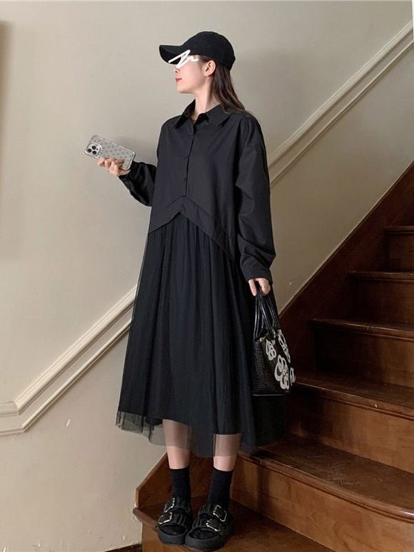 Vestido Largo Holgado de Manga Larga para Mujer