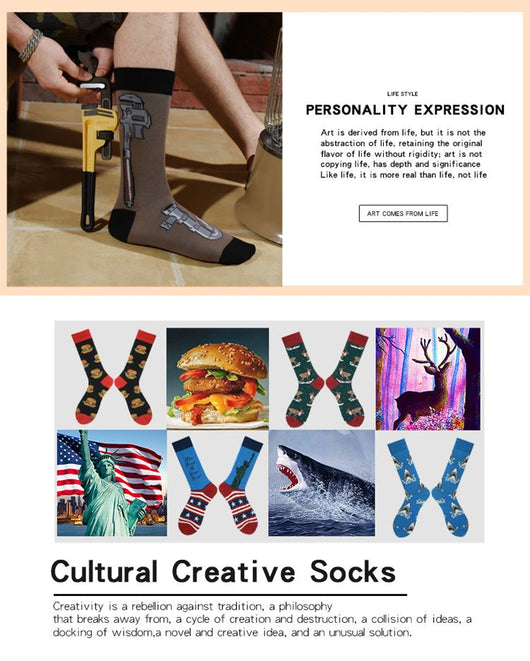 Calcetines Divertidos para Hombre - Diseño Creativo Hamburguesa, Pizza y Alien - Image 30