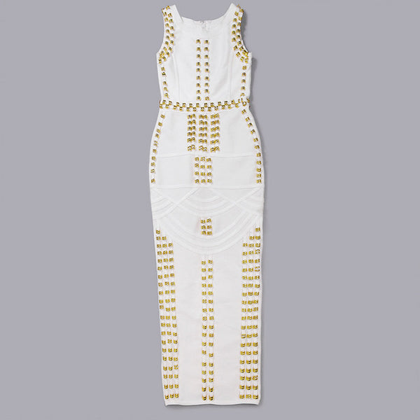 Vestido Midi Elegante con Detalles de Remaches y Brillos - Image 7