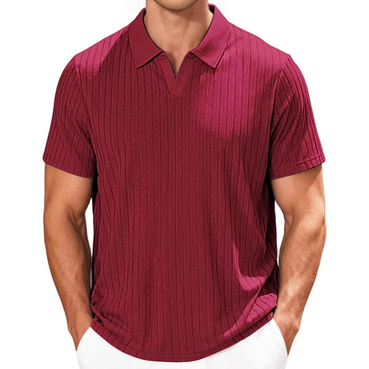 Camisa Casual de Manga Corta para Hombre con Textura Jacquard a Rayas - Image 23