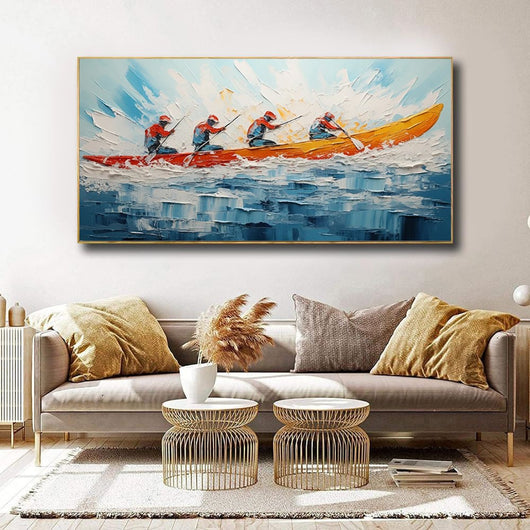 Cuadro Óleo Artesanal Gran Formato - Paisaje Marino con Velero para Sala de Estar - Image 8