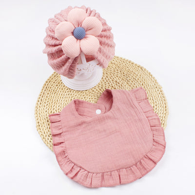 Conjunto de Gorro y Babero para Recién Nacido - Baberos de Muselina Orgánica con Volantes - Image 4