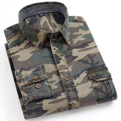 Chaqueta Casual Camuflaje Hombre - Camisa Suelta Retro Manga Larga - Image 16