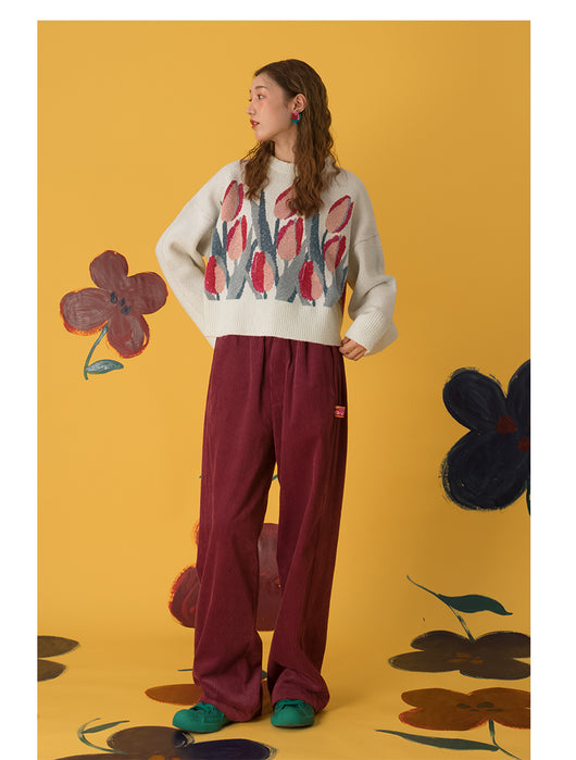 Suéter Holgado con Estampado Vintage de Tulipanes - Image 7