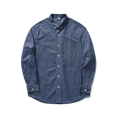 Camisa Oxford Manga Larga Color Sólido - Image 7