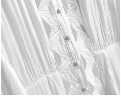 Vestido Camisero Coreano Hueco con Cuello Alto y Manga Larga - Image 11
