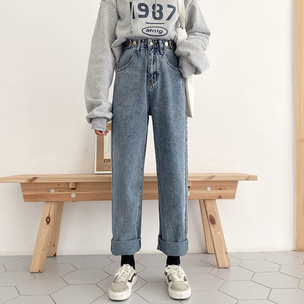 Jeans Ajustables Slim Mujer Corte Recto