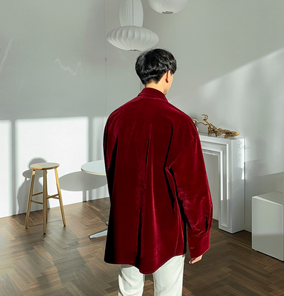 Camisa Velvet Cálida Manga Larga Hombre - Estilo Coreano Versátil - Image 3