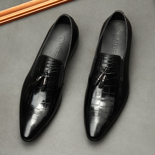 Zapatos de Cuero Genuino para Hombre Punta Aguda Estilo Ejecutivo