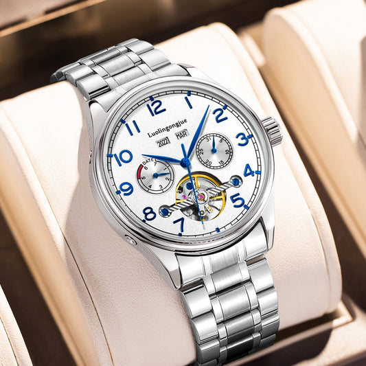 Reloj Mecánico de Acero Inoxidable para Hombre Estilo Ejecutivo