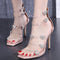 Sandalias de Tacón Cuadrado Transparentes con Cristales de Mariposa para Mujer