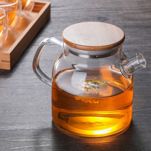 Tetera de Vidrio Borosilicato con Tapa de Bambú Resistente al Calor - Image 4