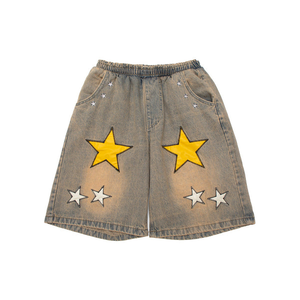 Shorts de Mezclilla con Parche Bordado Pentagrama para Hombre - Image 6