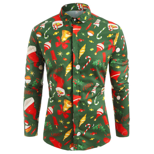Camisa Navideña Floral Manga Larga para Hombre Talla Grande - Image 4