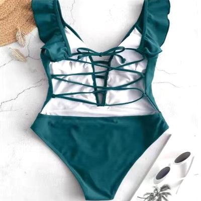 Traje de Baño Enterizo con Espalda Descubierta y Detalle de Encaje - Image 12