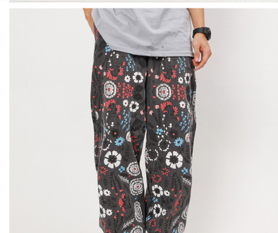 Jeans Estampados con Diseño Floral Doodle para Hombre - Image 25