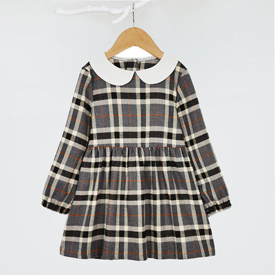 Vestido Princesa Niña Estilo Occidental a Cuadros para Otoño - Image 3