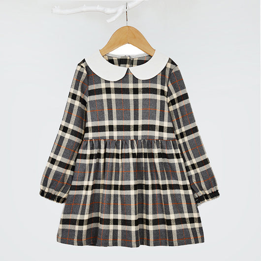 Vestido Princesa Niña Estilo Occidental a Cuadros para Otoño - Image 3