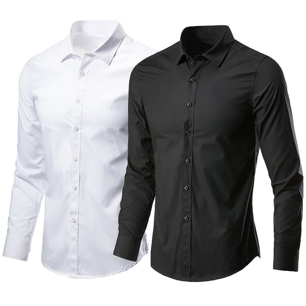 Camisa Casual de Corte Versátil en Colores Sólidos para Hombre