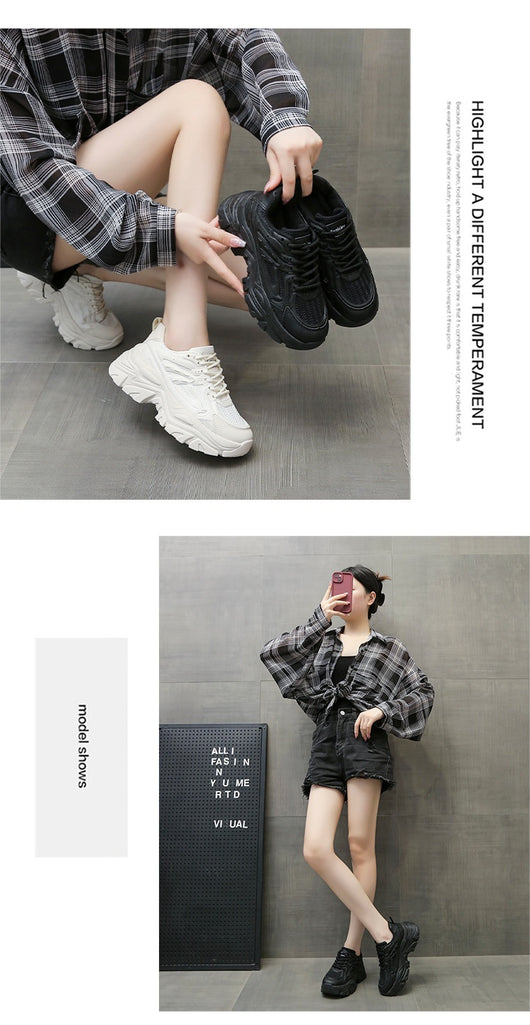 Zapatillas Blancas Deportivas con Suela Gruesa y Transpirables - Image 9