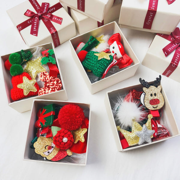 Set de Accesorios para Cabello Infantil - Caja de Regalo Navideña