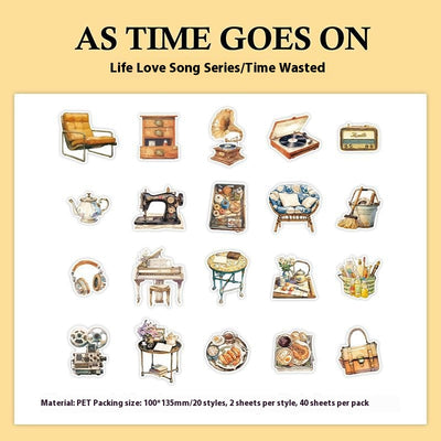 Set de 40 Stickers Decorativos Retro 'Life Love Song' - 4 Diseños DIY - Image 7