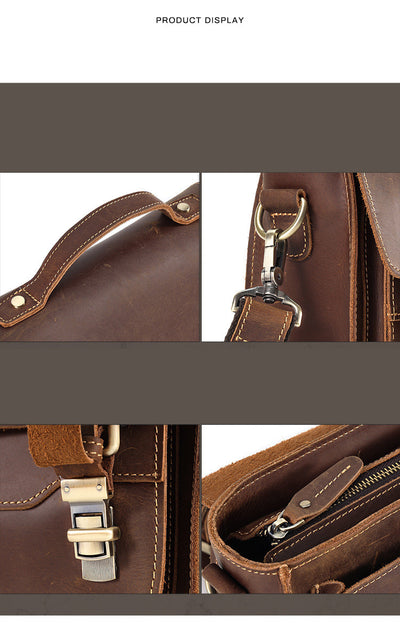 Bolso Bandolera Cuero Crazy Horse Estilo Retro Casual - Image 8