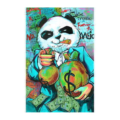 Cuadro Canvas Panda Morado - Arte Divertido con Bolsa de Dinero - Image 10