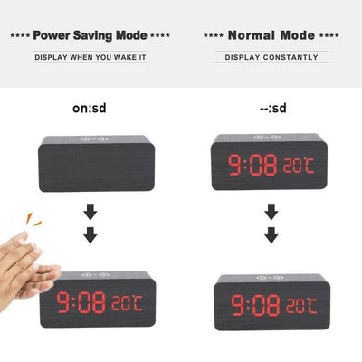 Reloj Despertador Inteligente de Madera con Carga Inalámbrica y Control por Voz - Image 29