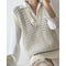 Chaleco Tejido V-Neck con Contraste de Colores para Mujer